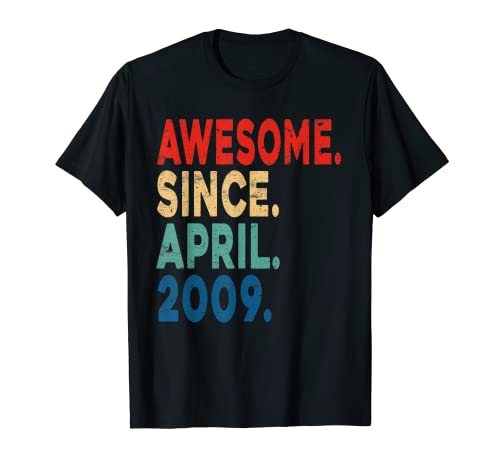 Awesome Since April 2009 14th Birthday Gift 14 Years Old Boy T-Shirt