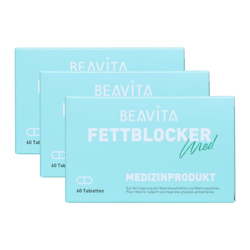 BEAVITA Fettblocker – vegan, zur Verringerung der Fettaufnahme aus der Nahrung, effektiv & sicher, hohe Fettbindekraft, gelatinefrei, glutenfrei, ohne Konservierungsstoffe, laktosefrei - 3x 60 Kapseln