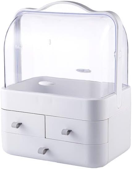 Kriva Acrylic Makeup Cosmetic Storage Box | Dust-Proof Desktop makeup Organizer with 3 drawer For Bathroom|Bedroom|Dressing Table|Lipstick Skincare Holder Great for Countertop(1pcs)