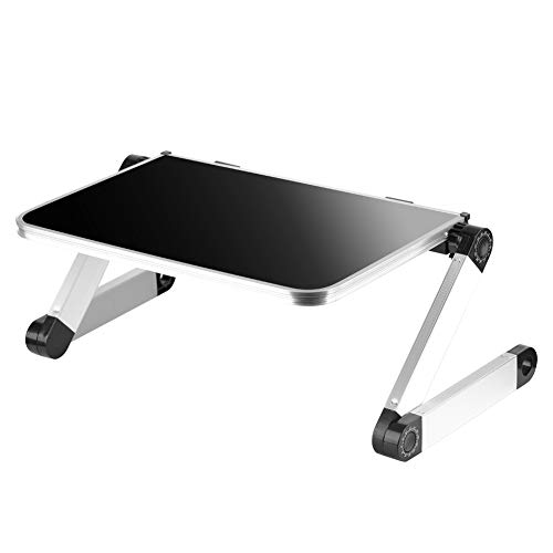 Laptop Table Stand Adjustable Portable Bed Computer Holder Desk Foldable Tray Aluminum Alloy for Lap Notebook Reading Couch (Black)