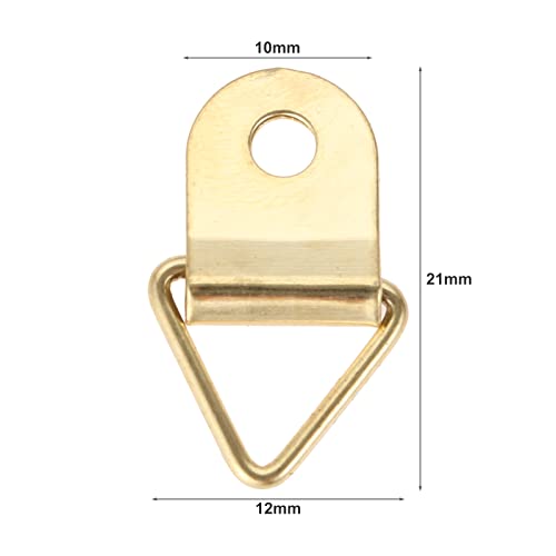 Image of dophee 50Pcs Triangle D-Ring Picture Frame Hangers with Mounting Screws for Hanging Display Paintings Clock Artwork Picture Frame Hook Photos Home Decoration - Gold