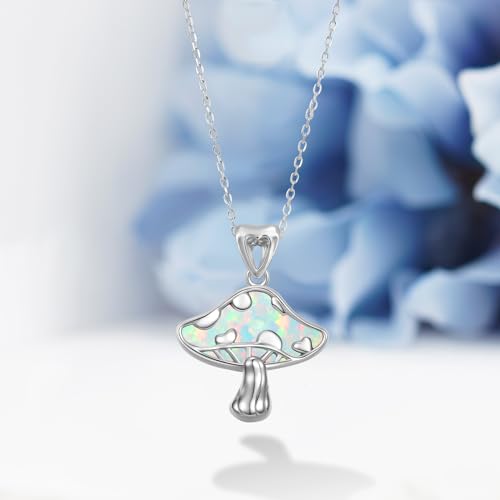 TYSO Mushroom Necklace 925 Sterling Silver Opal Mushroom Necklace Jewelry Gift for Women4