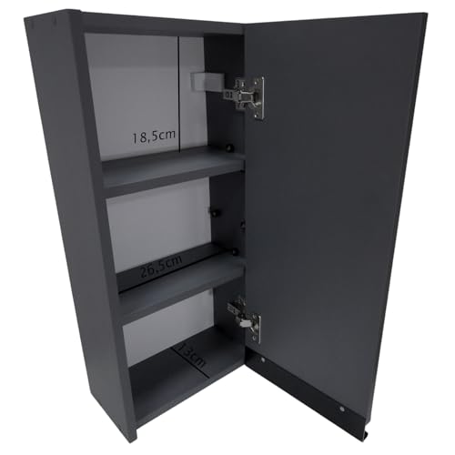 Armário Aéreo Estreito 30cm Para Remédios/Banheiro Lavação (Porta Direita, Chumbo)