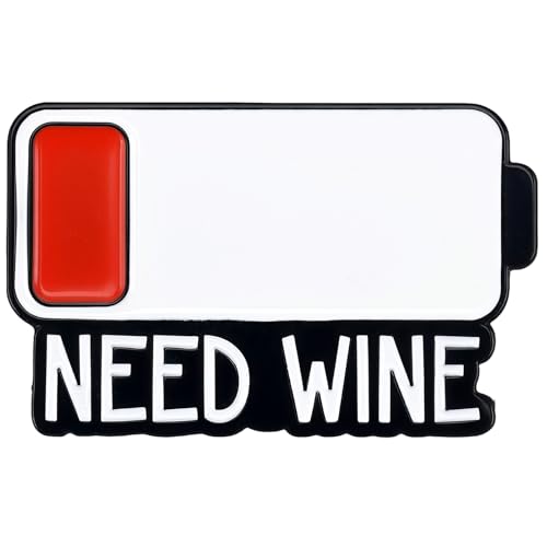 PLwelth Funny Enamel Pins for Women Men Need Wine Brooch Pins Aesthetic Lapel Badges Brooch for Backpacks Hats Bags Clothing Jacket Lanyard Unique Novelty Humorous Sarcastic Gifts Stocking Stuffers