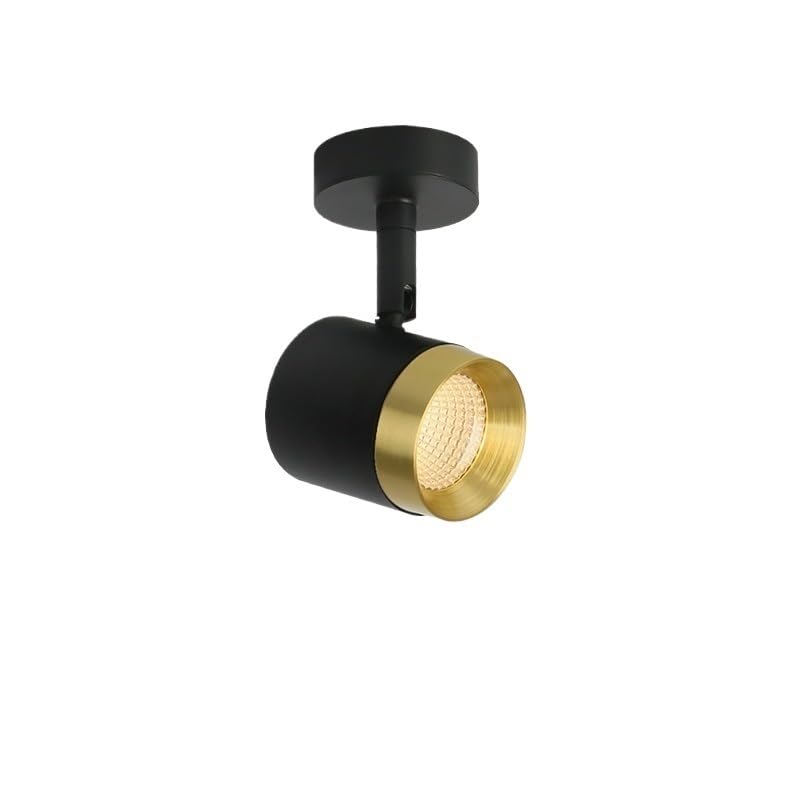 AYJYZHIAG Foco LED for tienda de ropa, luz pared fondo, 7 W, negro, dorado, foco techo superficie(Black Golden,WARM WHITE_7W)