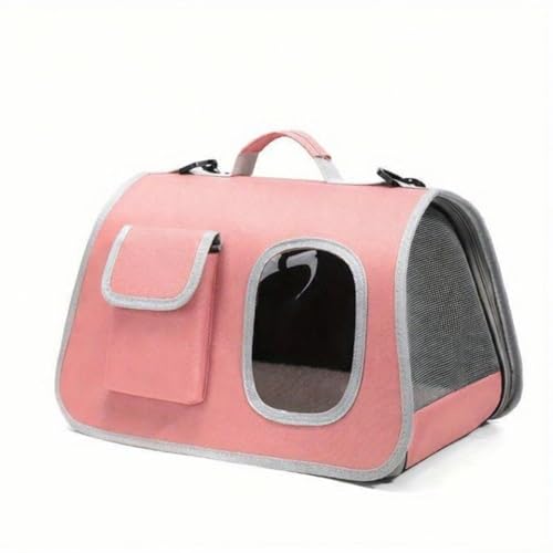 Image of Cawypety Cat Backpack Carrier, Breathable Cat Carrier Pet Backpack for Kitty Small Dog Up to 15Lbs, Transparent & Foldable Pet Carrier for Travel Hiking (Baby Pink, Pocket)