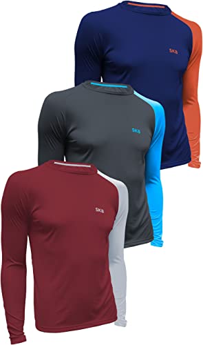 KIT 3 Camisetas Com Proteção UV 50+ Dry Fit Segunda Pele Térmica Tecido Termodry Manga Longa - Marin