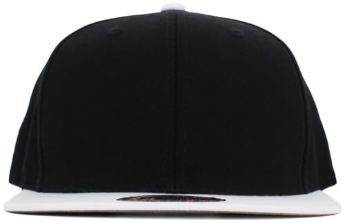 Image of KBETHOS Classic Snapback Hat Blank Cap Underbrim Cotton Wool Blend Flat Visor Adjustable Unisex