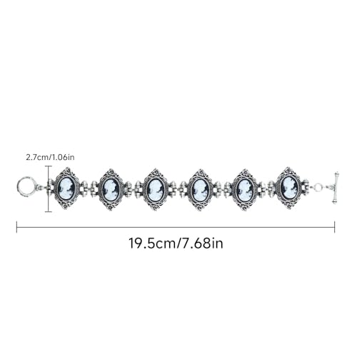 Bracelet camée dame médaille émail et bijoux rétro chic tendance