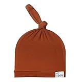 Copper Pearl Baby Beanie Hat Top Knot Stretchy Soft Powell