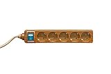 16 A. / 250 V CON T.T. BASE 5 Tomas + CABLE 3 x 1,5 MADERA CON INTERRUPTOR