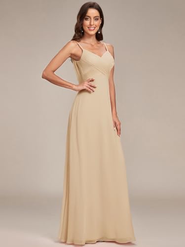 Image of Ever-Pretty Women's Summer Backless Spaghetti Strap Chiffon Bridesmaid Dresses Empire Waist Formal Wedding Guest Dress
