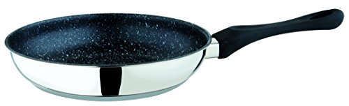Mepra Glamour Stone Frying Pan with Non-Stick Coating, Black, 24 cm, Stainless-Steel Finish, Dishwasher Safe Cookware