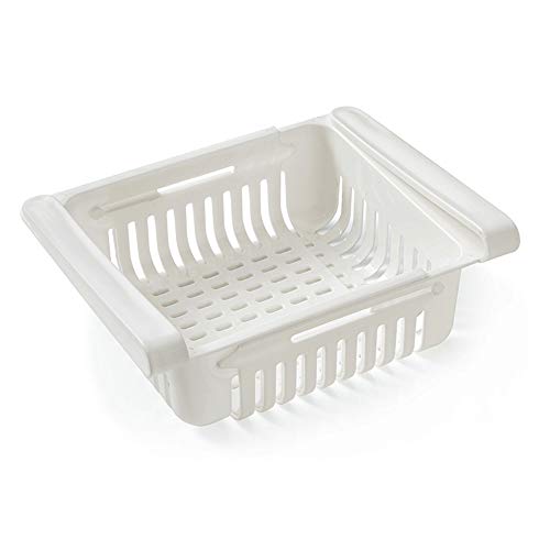 Preisvergleich Produktbild Ausziehbare Schublade, Multifunktions-Kühlschrank-Aufbewahr... Kühlschrank-Regal, Aufbewahrungsbox, Regal, für Eier, Obst und Gemüse weiß