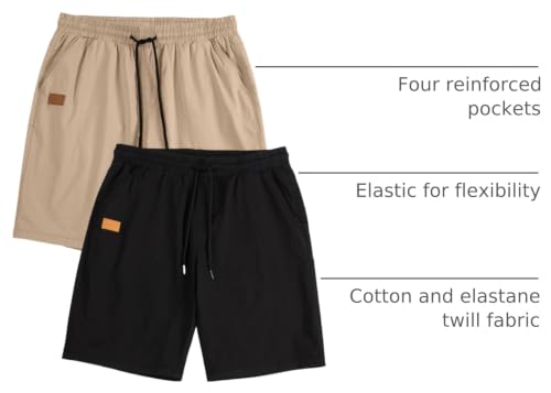 Image of JMIERR Mens Cotton Stretch Shorts Casual Drawstring Twill Chino Shorts