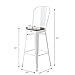 mecor Metal Bar Stools Set of 4 w/Removable Backrest, 30'' Dining Counter Height Chairs with Wood Seat for Outdoor Patio, (Silver)