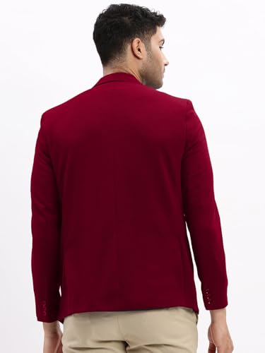 Image of SHOWOFFFF Men Solid Single Breasted Casual Blazer | Notched Lapel Full Sleeves Cotton Blazer for Mens | Slim Fit Regular Length Blazer for Men's