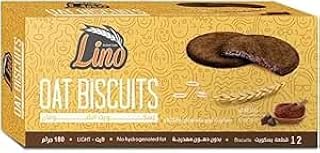 بسكويت الشوفان بالكاكاو من لينو، 12 قطعة - 180 جرام