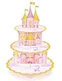 WERNNSAI 3-Tier Princess Cupcake Stand - Pink Princess Birthday Party Decorations for Girls Kids Glitter Castle Cupcake Holder Dessert Tower for Birthday Baby Shower Wedding Party Supplies