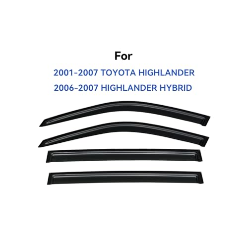 Image of Window Visors Rain Guards Shield for 2001-2007 Toyota Highlander, Out-Channel Window Vent Wind Deflectors Visors Shades for 06 07 Highlander Hybrid
