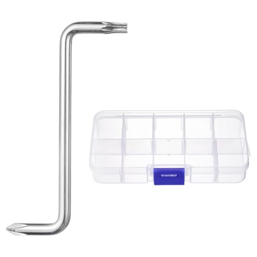 sourcing map Destornillador de desplazamiento PH2/T20 Phillips Torx cabeza ángulo recto destornillador de 90 grados de doble extremo tipo Z herramienta de mano con estuche para reparación de