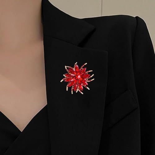 Image of Rhinestone Sunflower Brooch Pin for Women Red Black Purple Large Flower Broochs Snowflake Brooch Marquise Wreath Brooches Jewelry