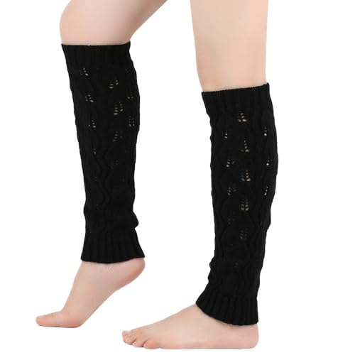 Image of YELAIVP Leg Warmers for Women 80s Cable Knit Leg Warmer Fingerless Gloves Footless Socks for Dance Yoga Party Accessory