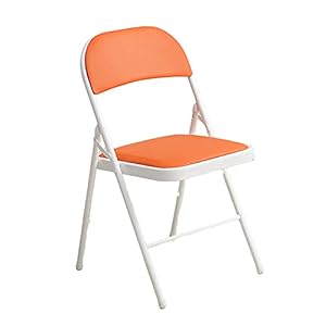 HAO Metalen klapstoel, gewatteerde klapstoel, vouwstoel, frame rugleuning stoel, meubels klapstoel, kunststof klapstoel, camping bureaustoel, opvouwbare rugleuning stoel, oranje