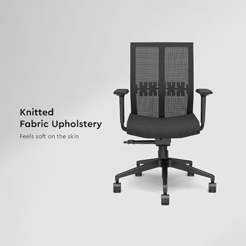 Image of Interio by Godrej Aero Mesh Back Ergonomic Office Chair for Work from Home /Study, 1 Year Warranty, Height Adjustable Chair with Adjustable Armrest, Heavy Duty Nylon Base (Black Ink)