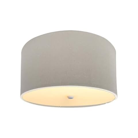 Moderne Flush Mount Conversion Kit 16" w Light Oatmeal Linen Drum Lampshade Cover