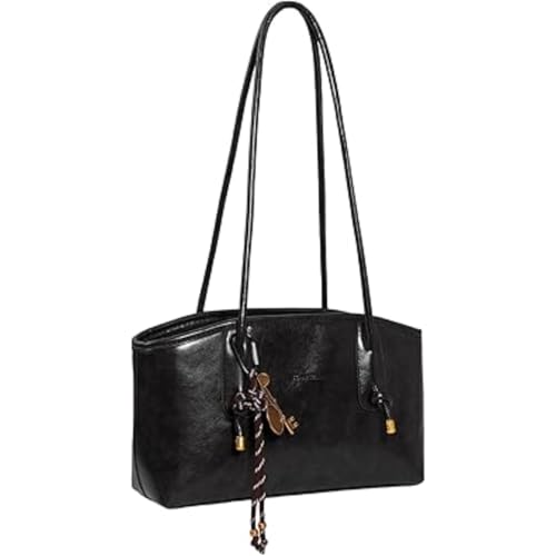 Bolso de mano retro de gran capacidad Urban Chic - Bolso de mujer de primavera 2026, Bolsos de hombro vintage para mujer (Negro)