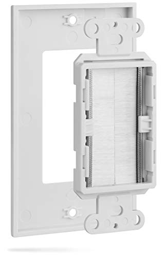 Fosmon (5 Pack) Single Gang Wall Plate, Brush Style Opening Passthrough Cable Plate With Low Voltage Mounting Bracket #TOP4