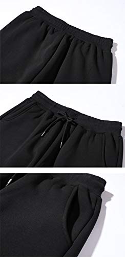 Gihuo Men's Winter Fleece Pants Sherpa Lined Sweatpants Straight Leg Active Running Sweat Pants Comfy Lounge Pants (2# Black, Small)