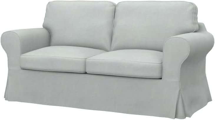Soferia Replacement Compatible Cover for Ektorp 2-Seat Sofa-Bed, Fabric Eco Leather Light Grey