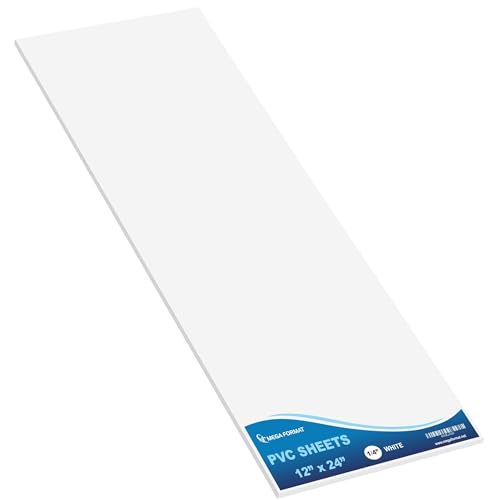 Mega Format Expanded PVC Plastic Sheets - 12" X 24" White Rigid Sheet for Crafts, Signage, & Displays - Sintra, Celtec PVC Board - Waterproof for Outdoors Use - 1/8" 3mm Thick - 1-P...