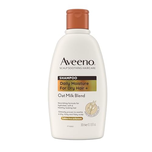 Aveeno Scalp Soothing Haircare Daily Moisture Shampoo Oat Milk Blend for Dry Hair Soothes Dry Itchy & Flaky Scalp Clinically Proven Sulfate Free 300ml