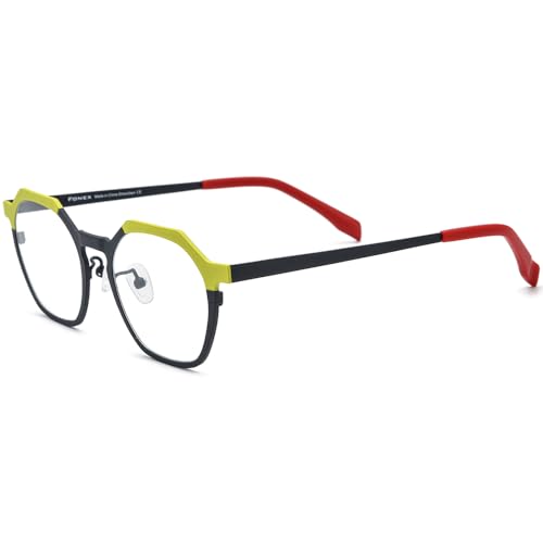 Image of FONEX Colorful Pure Titanium Glasses Frame Women Retro Round Eyeglasses