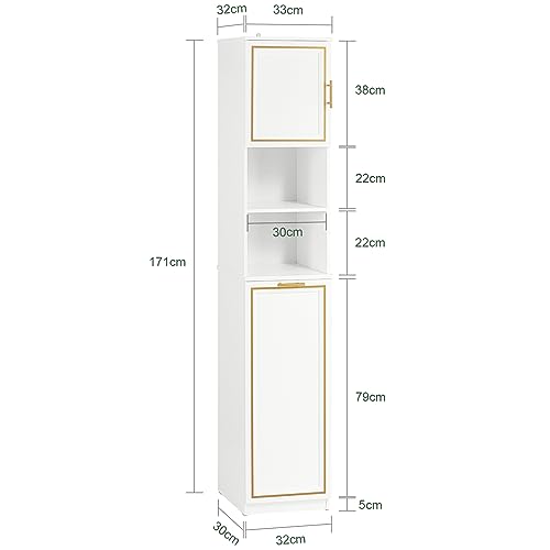 Tilt-Out Laundry Hamper Cabinet with Basket - White