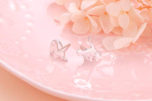 Daochong 925 Sterling Silver Animal Ear Studs Cute Cat Stud Earrings For Women Teen Girls Gift(Cat) #TOP2