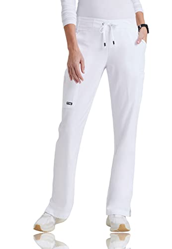 Listado de Departamento de blancos para comprar hoy. 45 Grey'S Anatomy pantalón de 6 Bolsillos con Parte Frontal Plana para Mujer – pantalón de Uniforme médico de Ajuste Moderno, Blanco, S