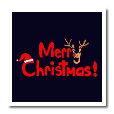 3dRose ht_200583_1 Fun Christmas Letters and Reindeer Art Original Iron on Heat Transfer for White Material, 8 x 8