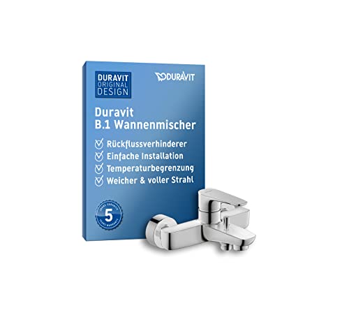 Duravit B.1 Wannenarmatur Aufputz für 2 Verbraucher mit Umstellventil, Einhebel-Wannenmischer mit Keramikmischsystem, Badewannenarmatur in Chrom