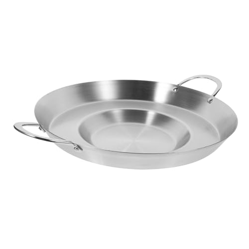 KICHOUSE Sartén plana multifuncional de acero inoxidable de 38 cm para el hogar, barbacoa, camping