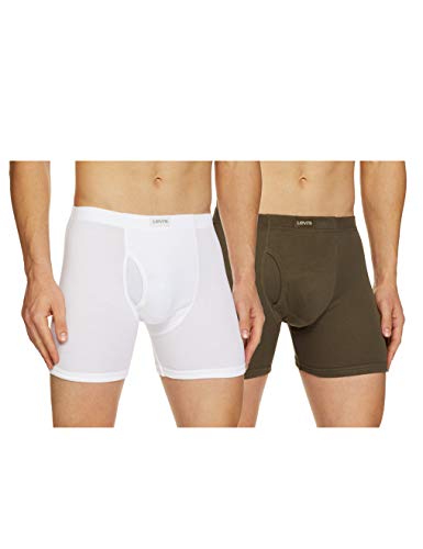 Levi’S-Men-Innerwear-(Category)-Boxer Brief- (Style Id)-#010-Boxer Brief-Wht/Olv Night-P2-(Color)-White,Olive Night-(Size)-S