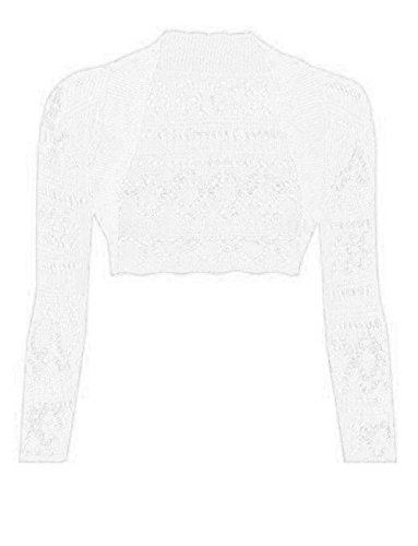 Bolero de crochet blanco mujer Janisramone chaqueta corta manga larga S