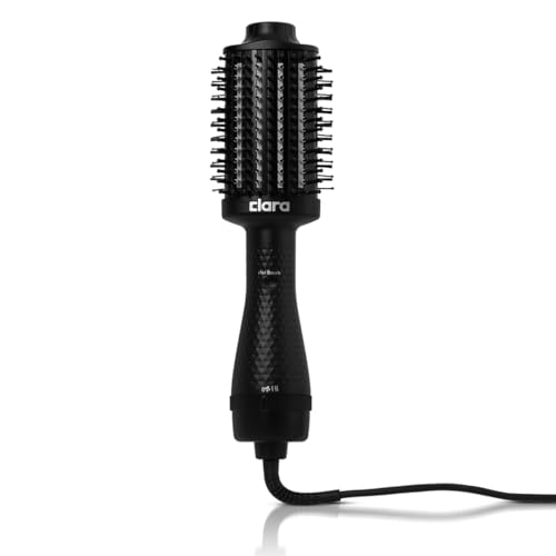 Clara Volumizing Ceramic Hot Brush – 2-in-1 Thermal & Blow-Drying Brush | Anti-Frizz Ionic Technology | 3 Heat Settings & Auto Shut-Off | Black