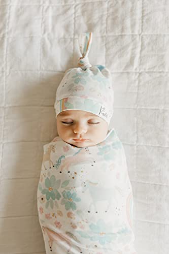 Image of Copper Pearl Baby Beanie Hat Top Knot Stretchy Soft Whimsy