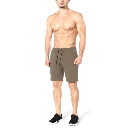 ZENWILL Mens 2 Pack Zip Gym Athletic Shorts, 7" Workout Running Fitness Cotton Training Shorts for Men Zip Pockets3