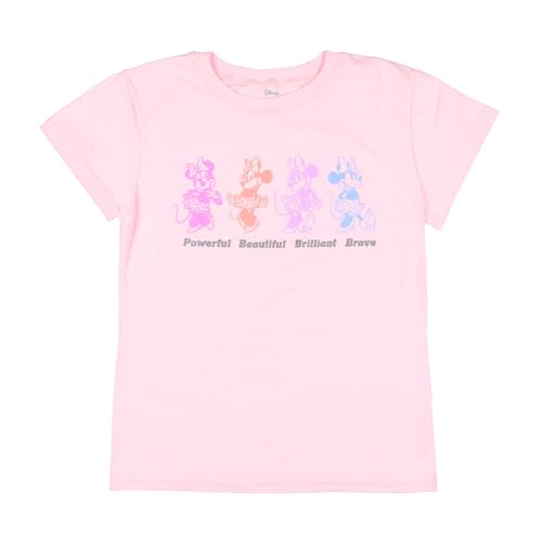 Disney Girls' Minnie Mouse Powerful Beautiful Brilliant Brave Kids Short Sleeve Crewneck T-Shirt2