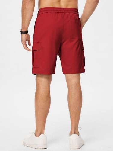 Image of JMIERR Men's Casual Stretch Cargo Shorts | Drawstring Elastic Waist, Multi Pockets, Summer Work Short, Classic